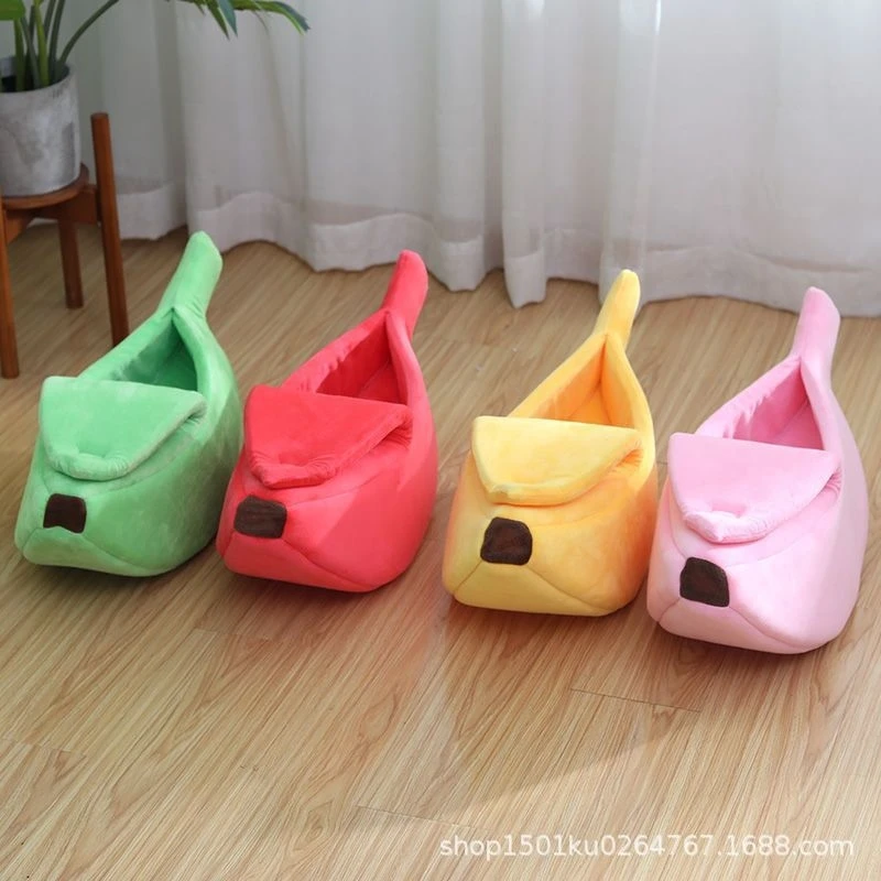 Banana Cat Bed House Cozy Warm Portable Pet Basket Cushion, Multicolor Mat For Cats & Kittens, Home Display Gift For Pet Lovers view 3