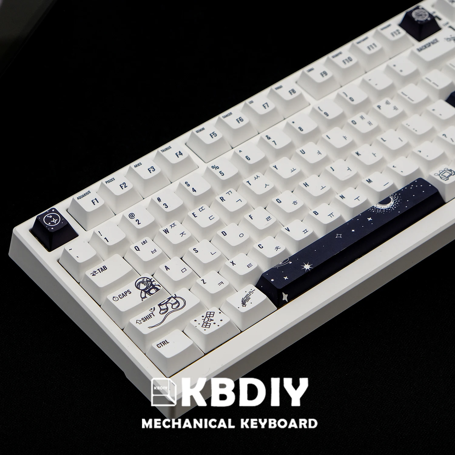 KBDiy 143 Keys Cherry Profile Outer Space Keycaps Japanese Korean Keycap PBT Dye Sublimation for Gaming Mechanical Keyboard MX