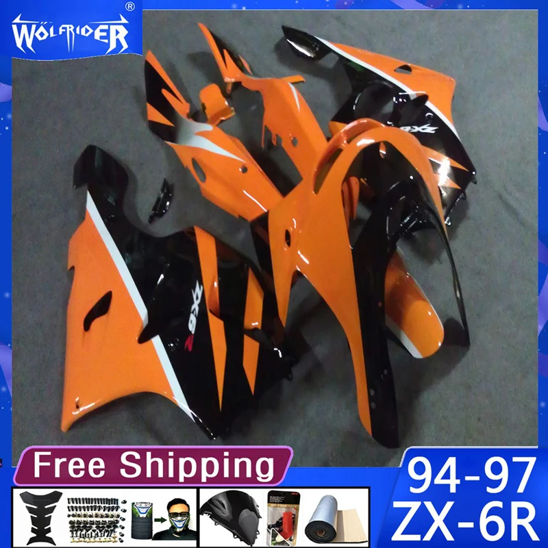 Motorcycle ABS plastic fairings for ZX-6R 1994-1997 ZX6R 94 95 96 97 Motorbike orange black fairing Manufacturer Customize cover