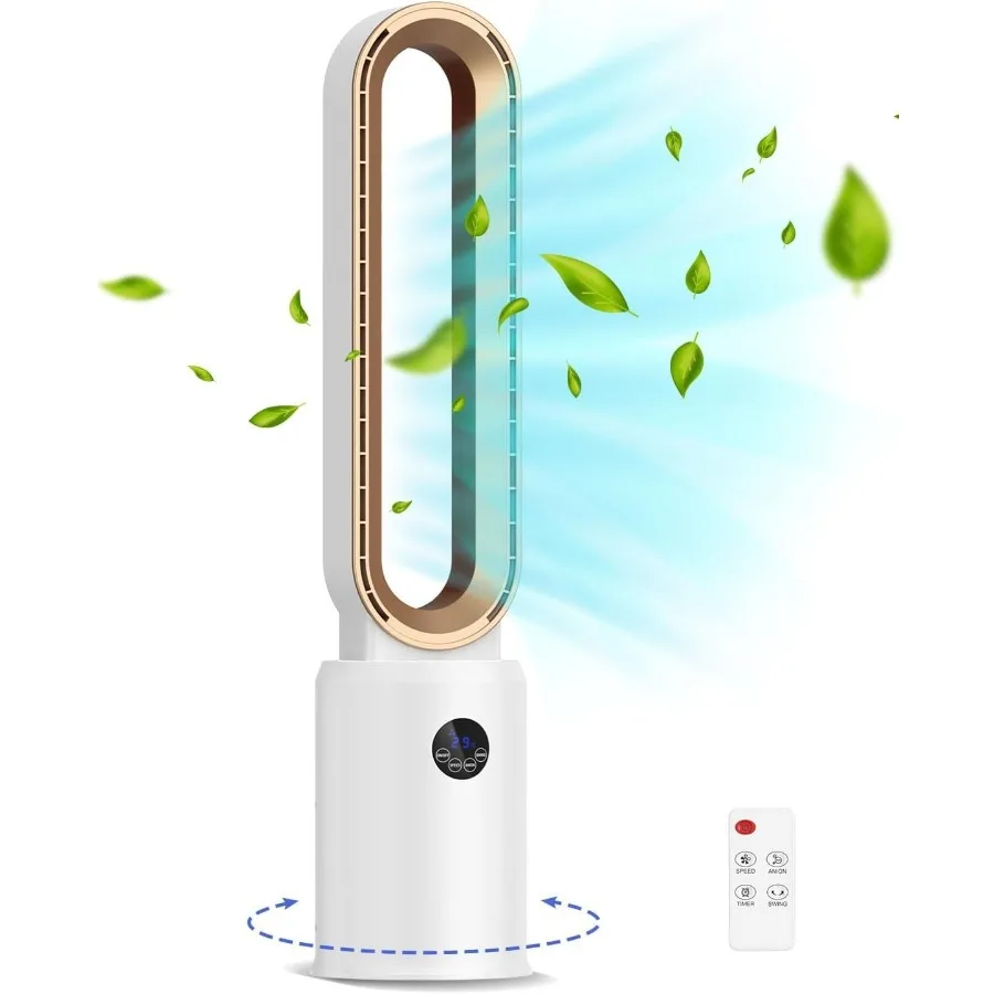 

38-inch Bladeless Tower Fan with Remote Control for Home Office and Bedroom: Offers 24 Adjustable Speeds 12-Hour Timer Function