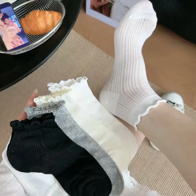 4 Paar atmungsaktive Freizeitsocken für Frühling und Sommer mit Bubble-Snail-Mundöffnung, geeignet für sanfte Pflege und täglichen Komfort