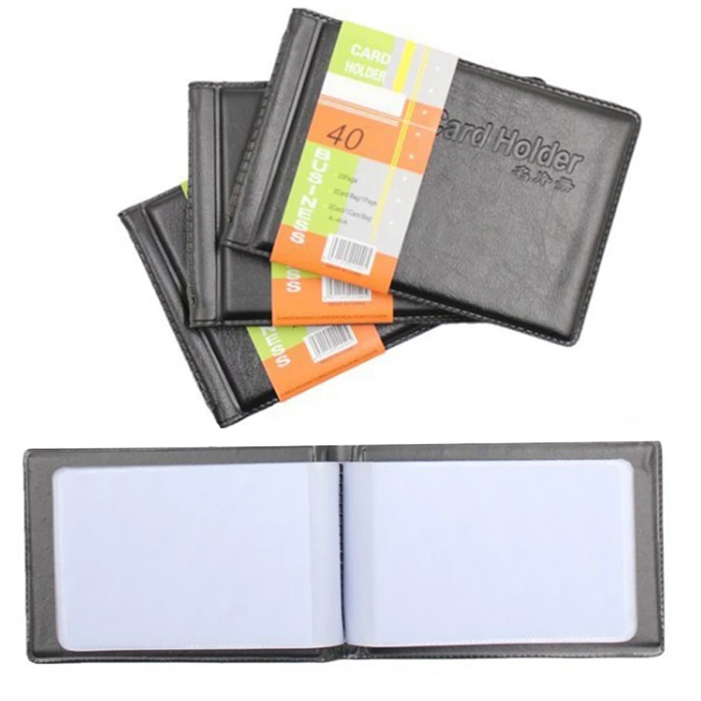 Unisex PU Leather Business Card Book Vintage ID Credit Card Holder For Men Women 1PC Solid Color Classic Book Case Bag