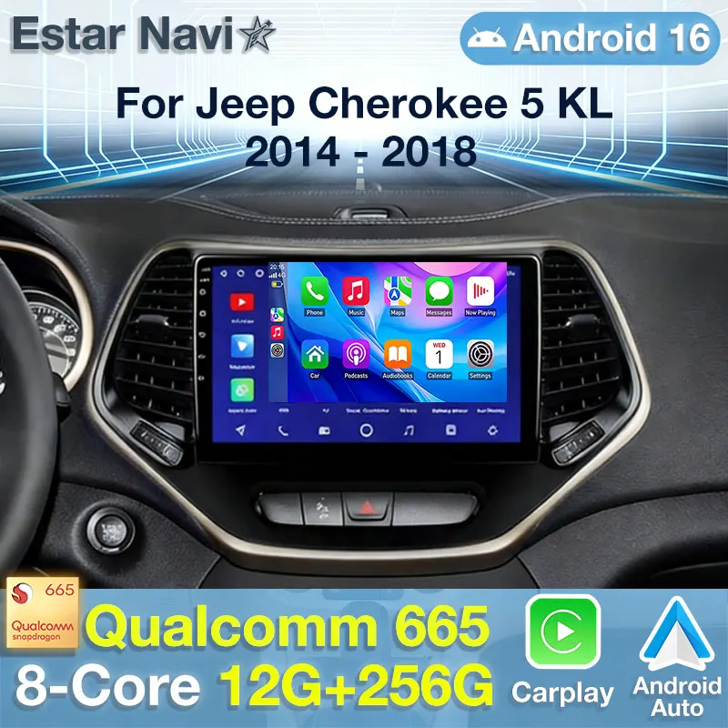 Android 16 Car Radio For Jeep Cherokee 5 KL 2014 - 2018 GPS Multimedia Player Navi Wireless Carplay Head Unit Stereo Auto DSP BT