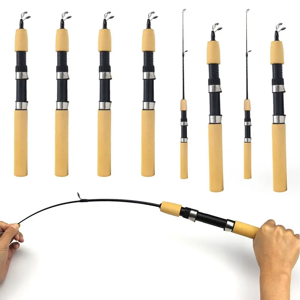 Caña de pescar de hielo portátil para invierno, 60cm, 80cm, 1M