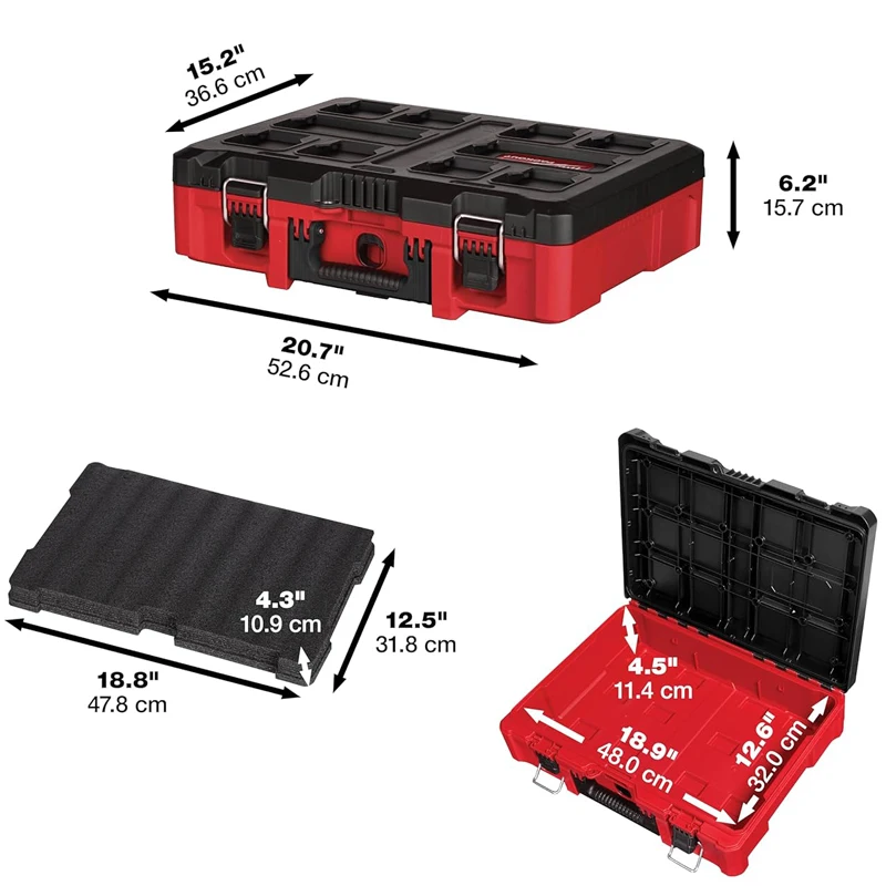 Milwaukee 48-22-8450 PACKOUT Durable Tool Storage Spare Parts Hold-All With Foam Customizable Plugins