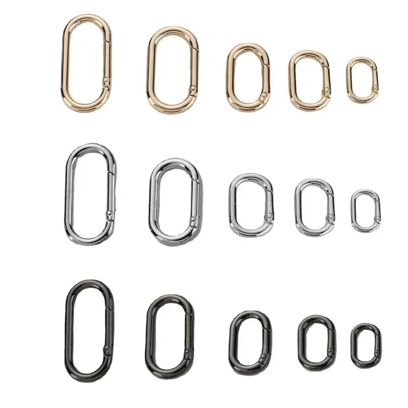 Metal Oval Ring Spring Clasps Openable Carabiner Keychain Bag Clips Hook Pendant Buckle Connector DIY Jewelry Making Accessories