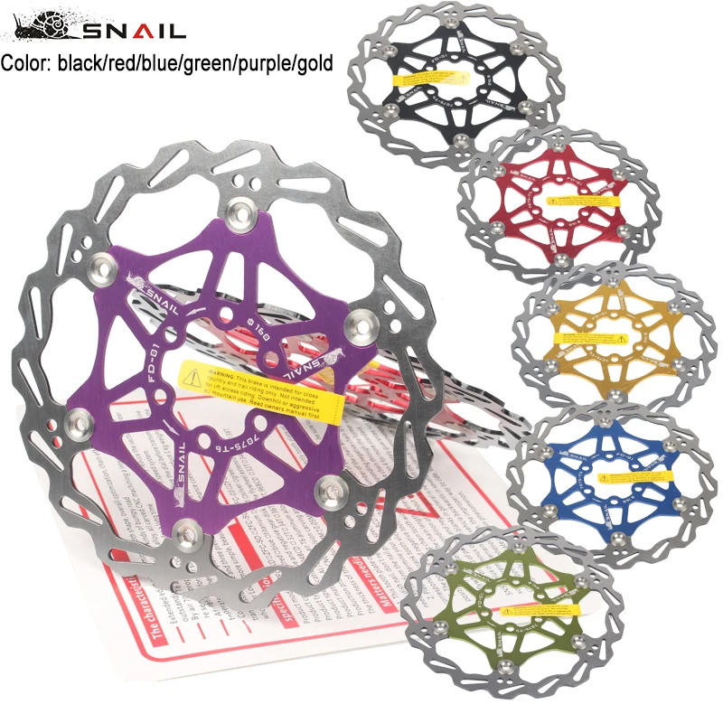 

SNAIL Bicycle Disc Brake Pads & 160/180mm 6-Bolt Aluminum Alloy Floating Rotor