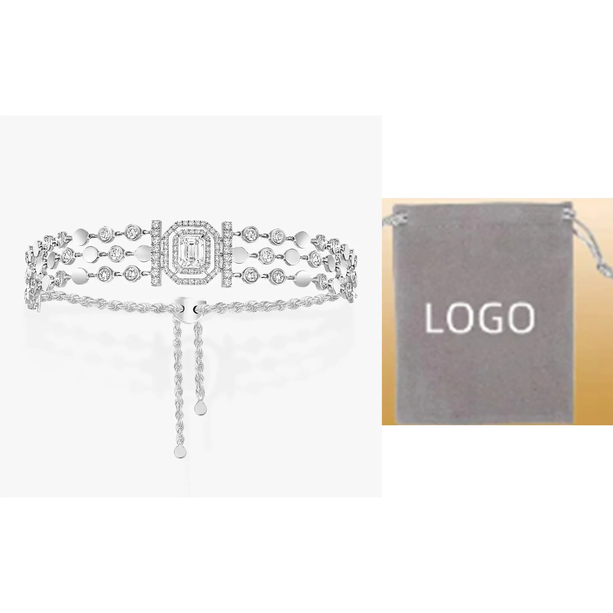 Luxurious Messik - Home Pure Silver s925 Elegant D-VIBES Series Multi Circle Dense Diamond Bracelet