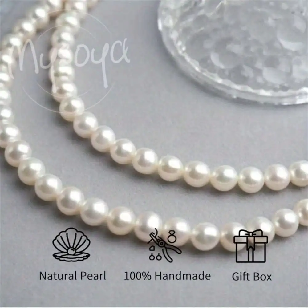 

MYSOYA ожерелье из белого пресноводного жемчуга 6-7 мм жемчуг подарочная коробка подарок для нее свадебные украшения подарок на Рождество, Новый год, день рождения