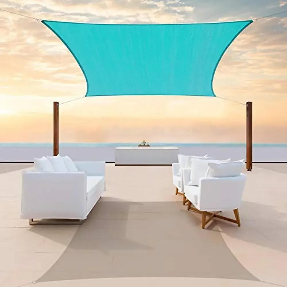 

12' x 20' Rectangle Sun Shade Sail Canopy Awning Fabric UV Block UPF50 Heavy Duty Turquoise Breathable Easy Installation Durable
