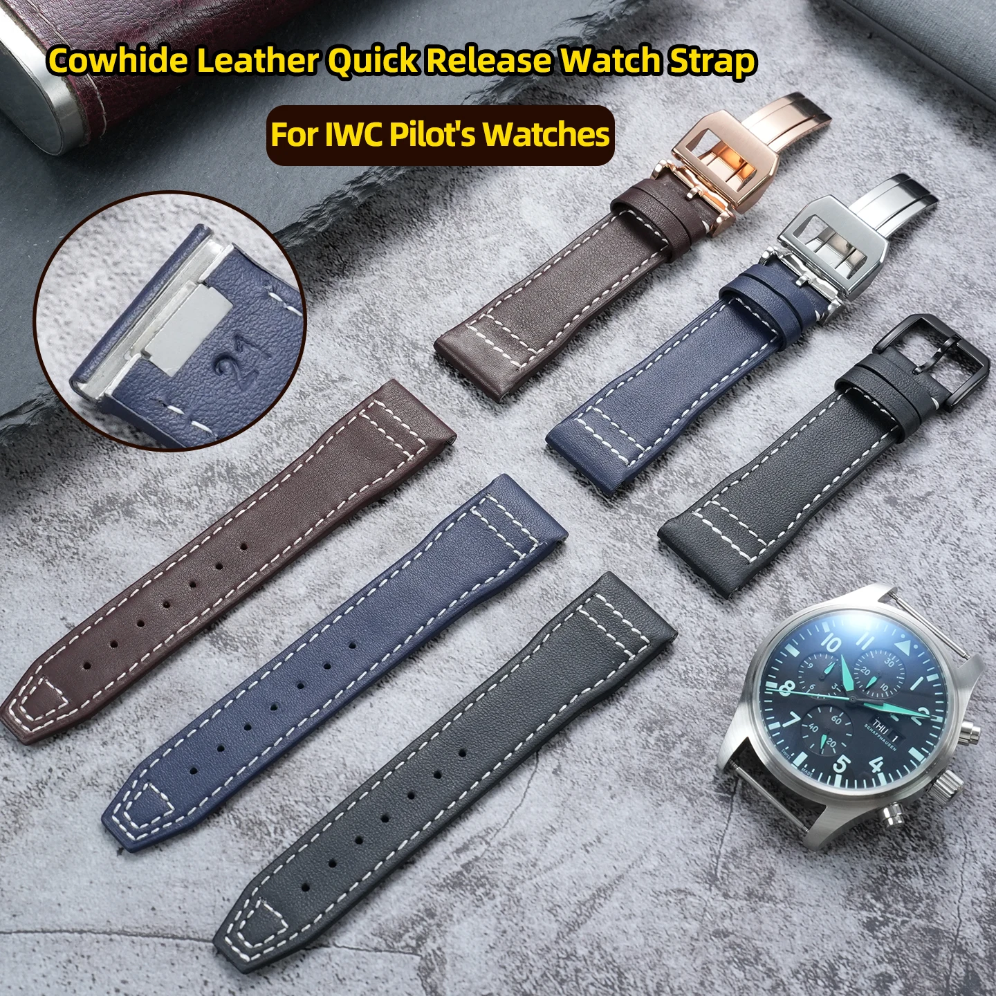 cowhide-leather-quick-release-watch-strap-for-iwc-pilot's-watches-iw388103-iw378005-iw378003-iw378001-20mm-21mm-replacement-band