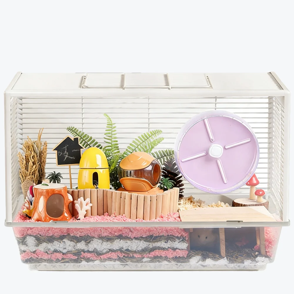 Fully transparent column 62 transparent elevated hamster cage with acrylic decorative scenery display box