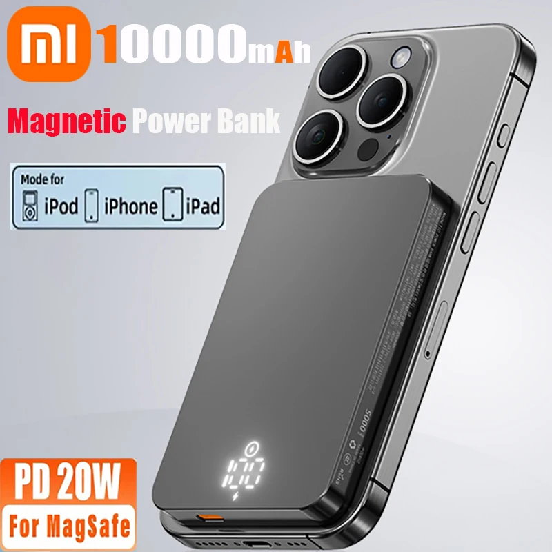 

Xiaomi 10000mAh Wireless Mobile Power Bank Magnetic Charger for iPhone 16 Samsung Portable USB C Fast Charging External Battery