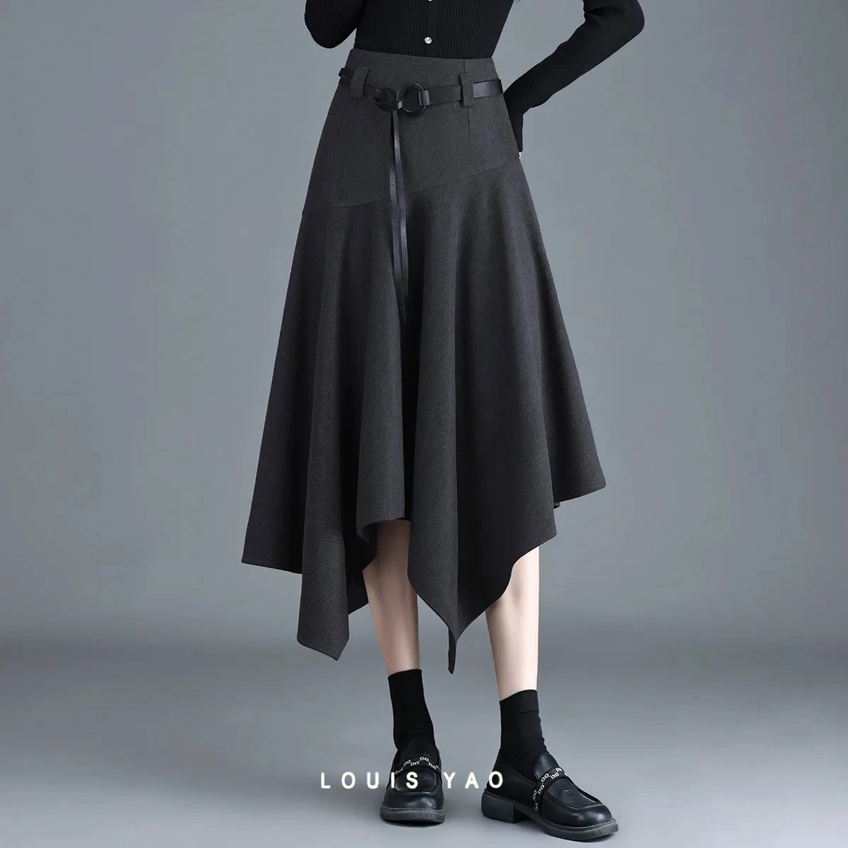 

LOUIS YAO изысканная женская юбка с рыбьим хвостом, осень-зима 2022, модная усовершенствованная асимметричная полуюбка для женщин