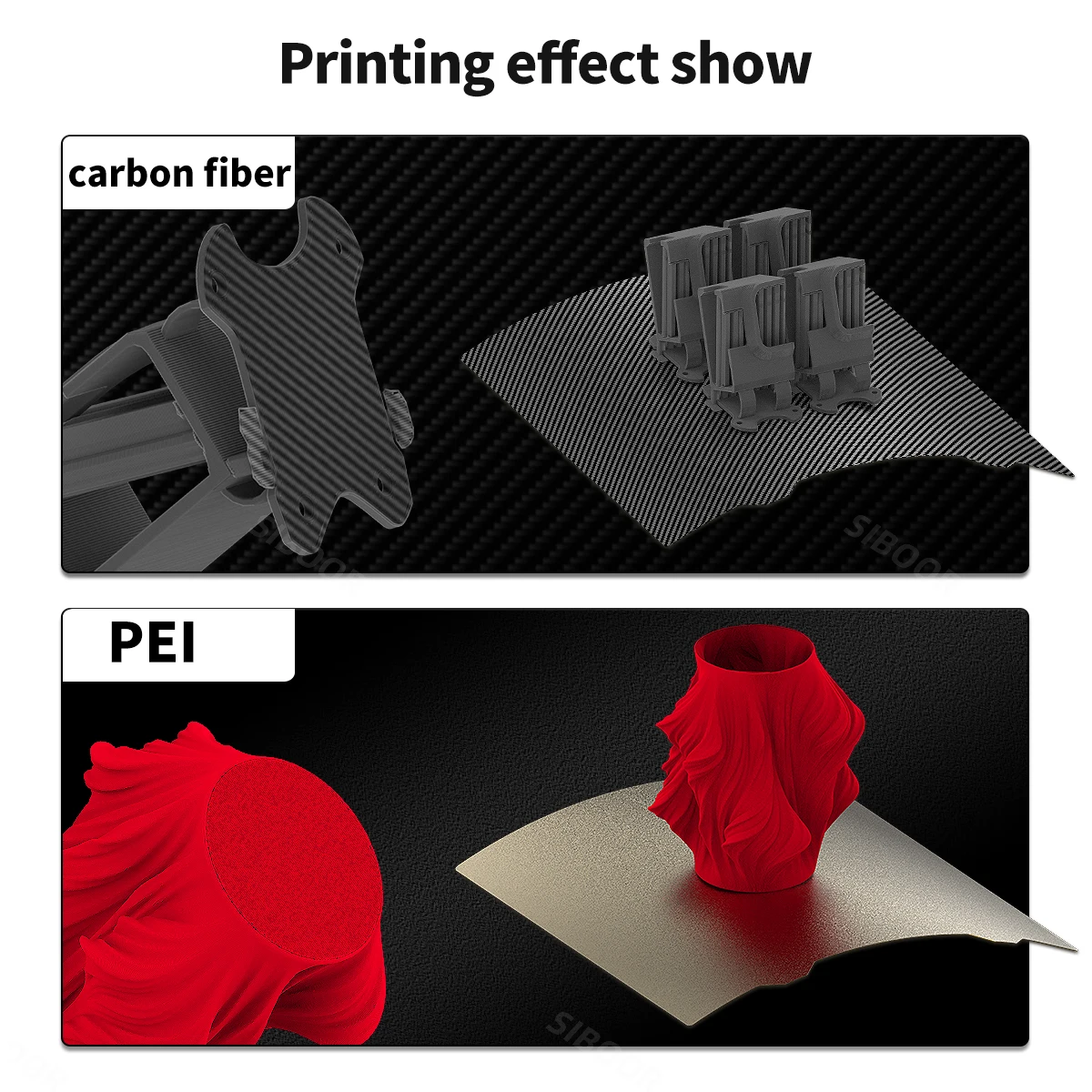 For Bambu Lab X1C P1P Ender3 Build Plat PEI Carbon Fibre PEI Sheet Double Side Heated Bed Texture Steel Sheets For Voron 0.1/2.4