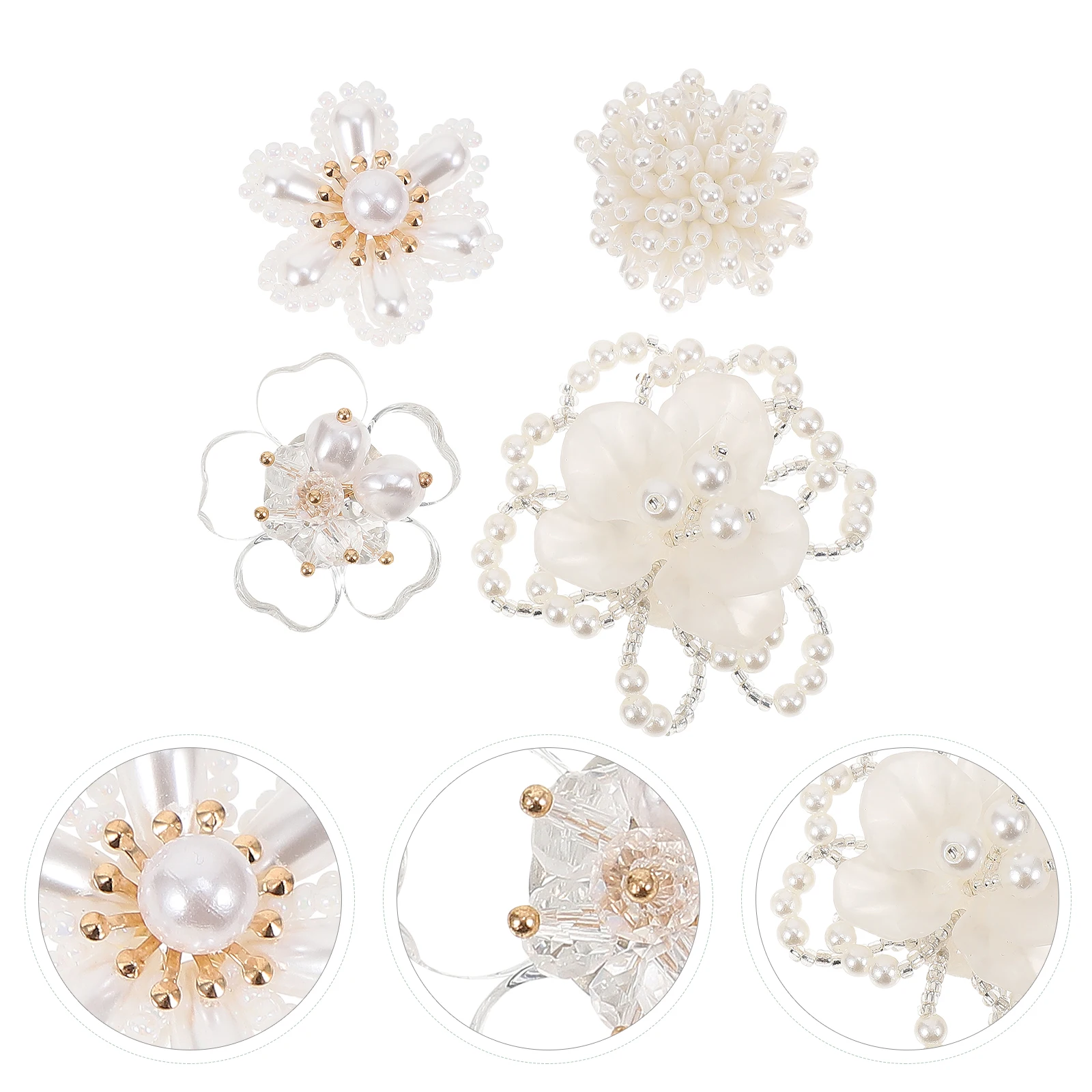 

4pcs Crystal Flower Accessories For Clothes Diy Applique Patches Cloth Stickers Neckline Beading Decorations Garment Decorative