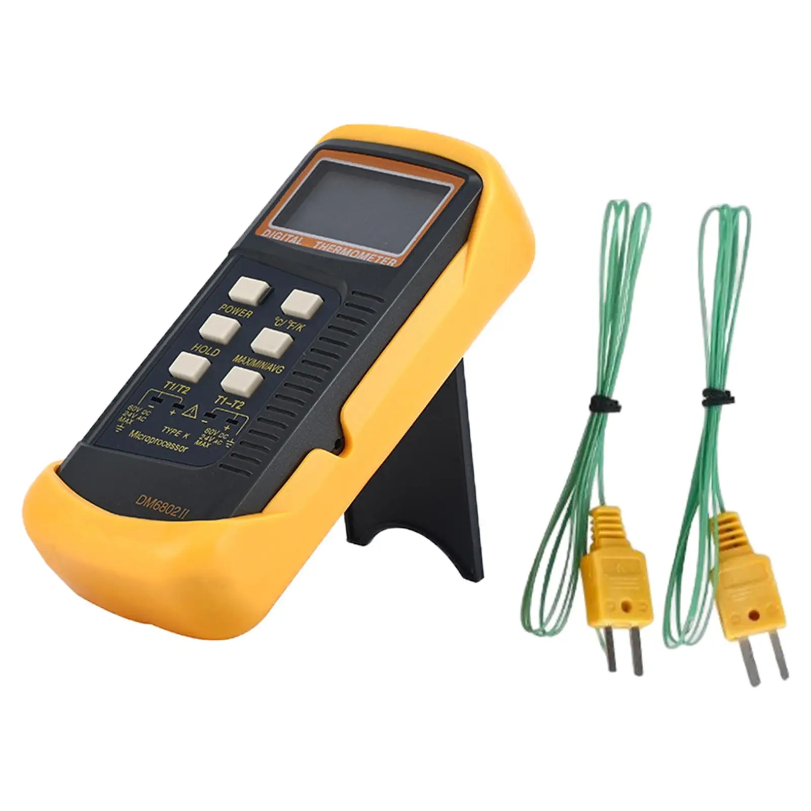

6802II Thermometer Temperature Meter Two Channels Measurement Meter Handheld with Pipe Clamp