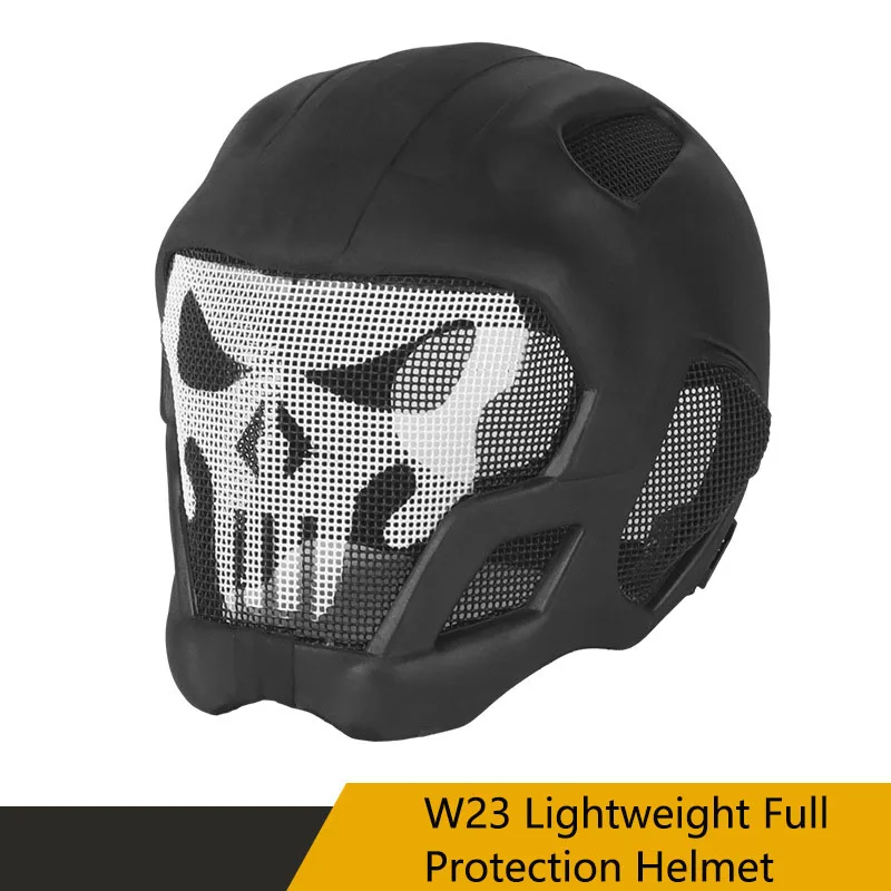 Lightweight Full Protection W23 Helmet, Breathable Steel Mesh, Sponge Lining, EVA Material, Adjusting the Elasticity