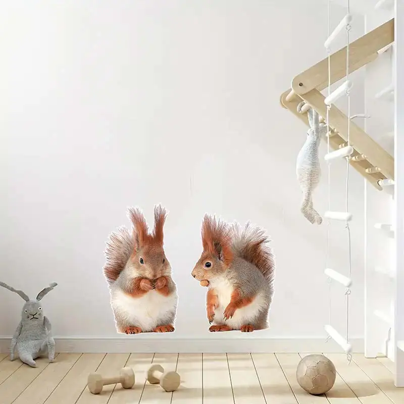 Nette Eichhörnchen Aufkleber Glas Fenster Schlafzimmer Dekoration Selbstklebende Wand Aufkleber Kühlschrank Wohnkultur Aufkleber M929 – Detail 6