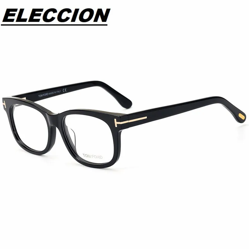 Top Quality Acetate Glasses Men Vintage Italy Brand Design Tom 5147 Eyeglasses Myopia Prescription Spectacles Frame Black TF5176