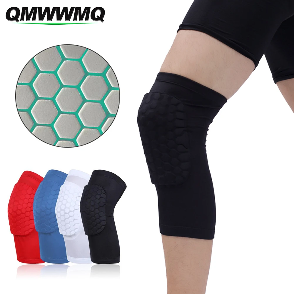 Joelho Compressão Pads com Honeycomb Padding, respirável e antiderrapante joelheiras para voleibol ginásio, basquetebol, 1pc, 2pcs