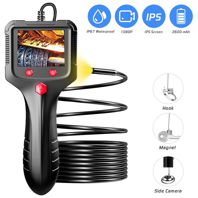 5M IPS Screen Industrial Endoscope Camera HD1080P Single Lens Pipe Inspection Borescope for Checking Car Sewer