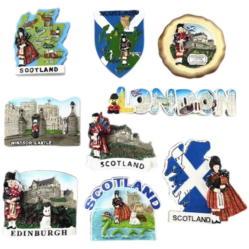 UK Edinburgh Scotland London 3D Fridge Magnet, Resin British Castle Travel Souvenir, Gift & Collectible