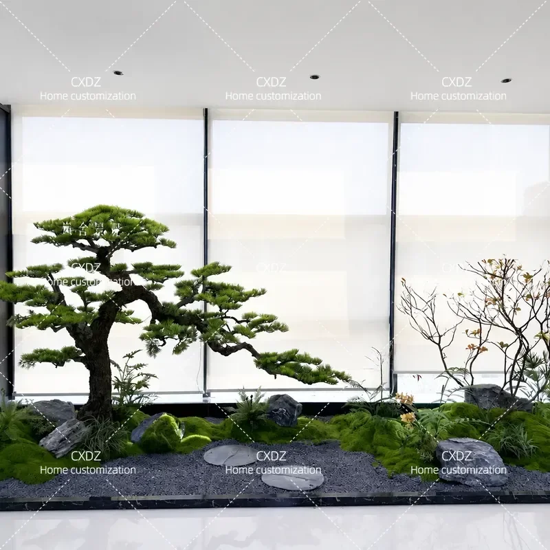 Simulation Black Pine Tree Artificial Welcome Pine Chinese Style Ornament High End Green Plant Decoration for Courtyard Lucky