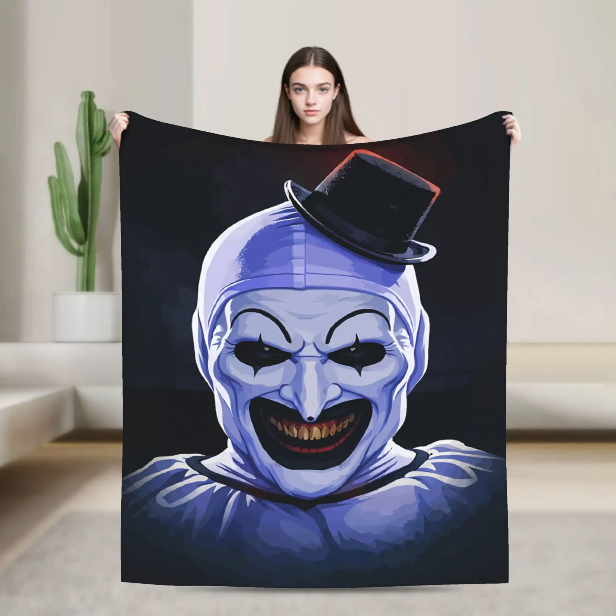 Terrifier Movie Plush Blanket Girls Boys  Flannel Throw Blanket For Couch Chair Super Soft Custom Quality Bedspread Gift Idea