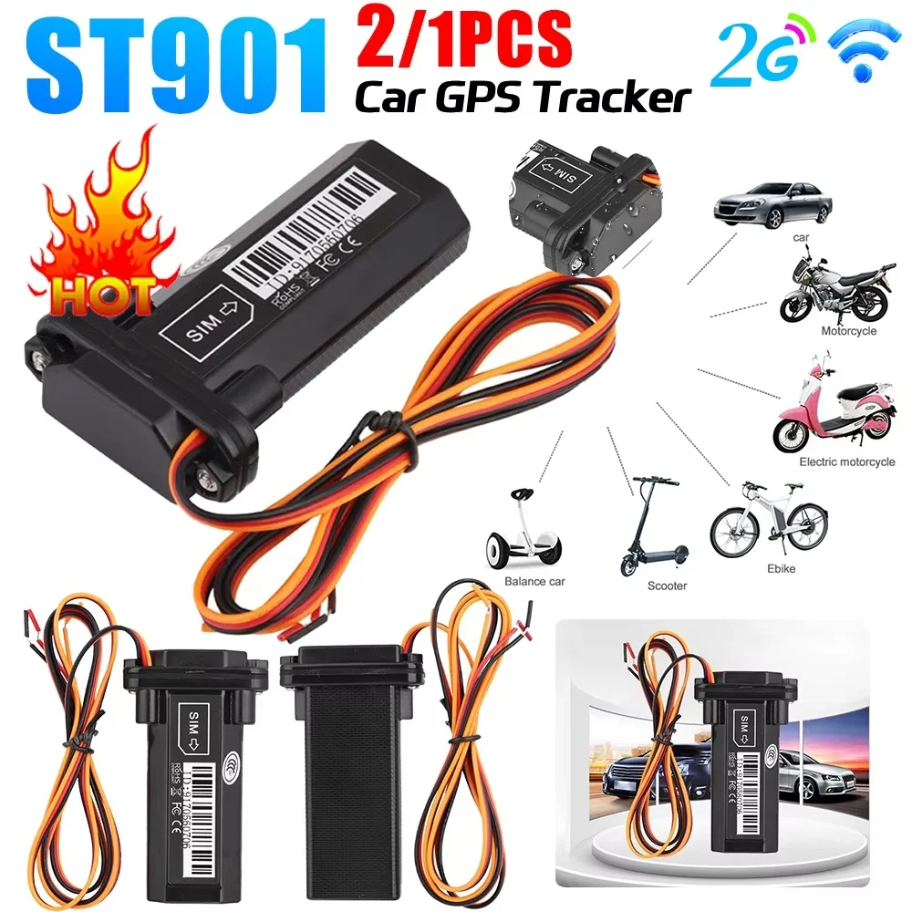 1-3PC 2G Mini Tracker ST-901L Waterproof Builtin Battery GPS for Car vehicle gps device motorcycle with online tracking software