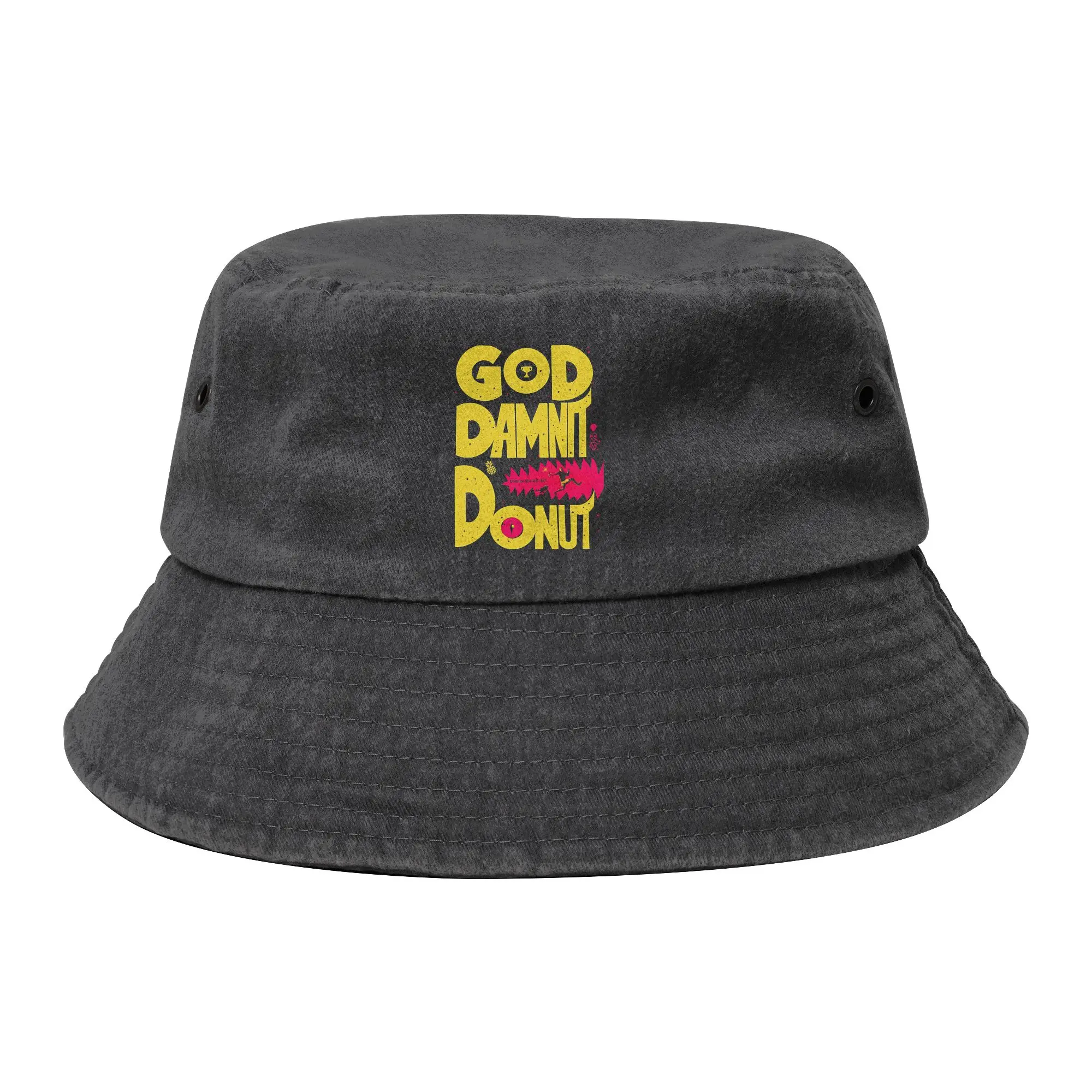 Vintage Cat Bucket Hats for Women Men Beach Dungeon Crawler Carl Distressed Denim Sun Hat Street for Hiking Fishing Caps
