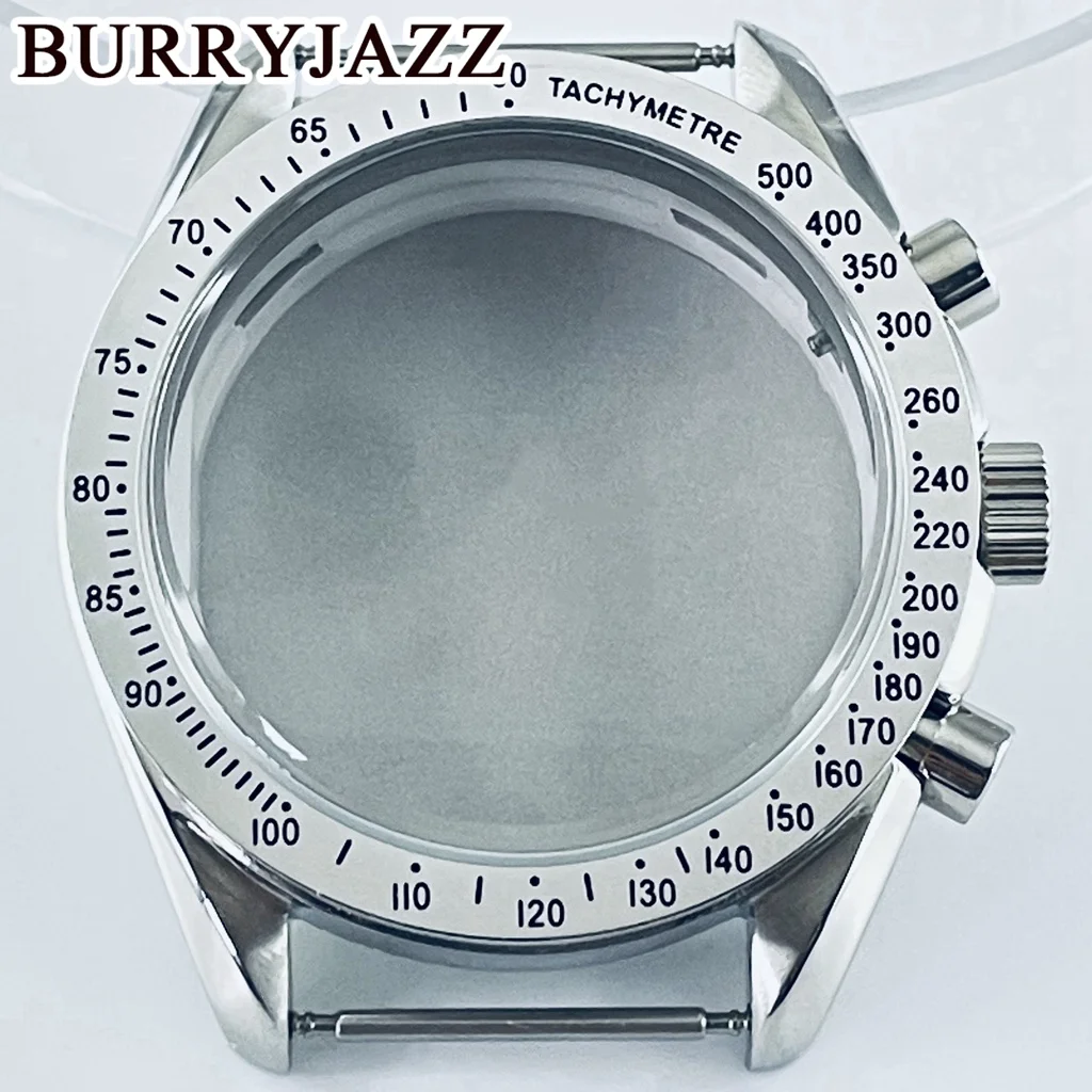 40mm Stainless Steel Chronograph Bezel Watch Case Accessories for VK63 VK63A Quartz Movement Silver Fixed