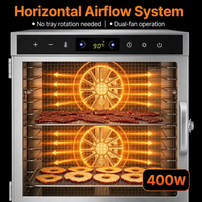 400 watt temperature adjustment function easy to clean stainless steel electric household food dehydrator