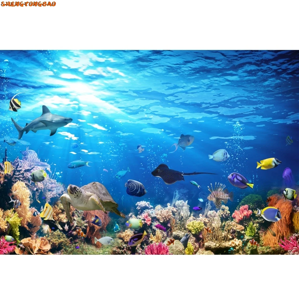 خلفية العالم تحت الماء، أسماك قاع البحر، دولفين مرجاني، حوض السمك، ديكور الطفل، حفلة عيد ميلاد، لافتة خلفية للتصوير الفوتوغرافي