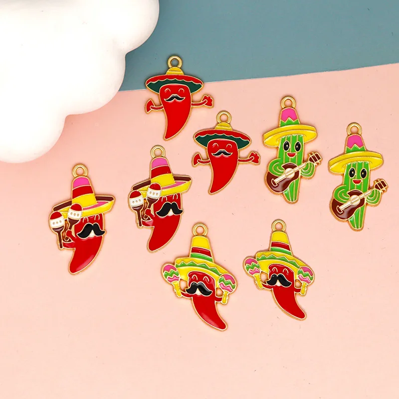 10pcs/lot Cute Enamel Chili Pepper Charms Pendants for Jewelry Making Drop Earrings Necklaces Bracelets DIY Crafts Accessories