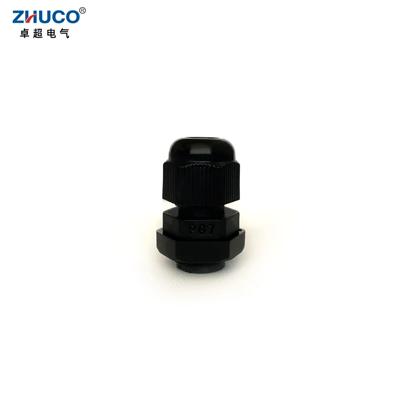 ZHUCO 10Pcs PG7 Black IP68 Waterproof Plastic Nylon PA66 Adjustable 3-6.5mm Cable Cover with Rubber Gasket Gland Cord Protector