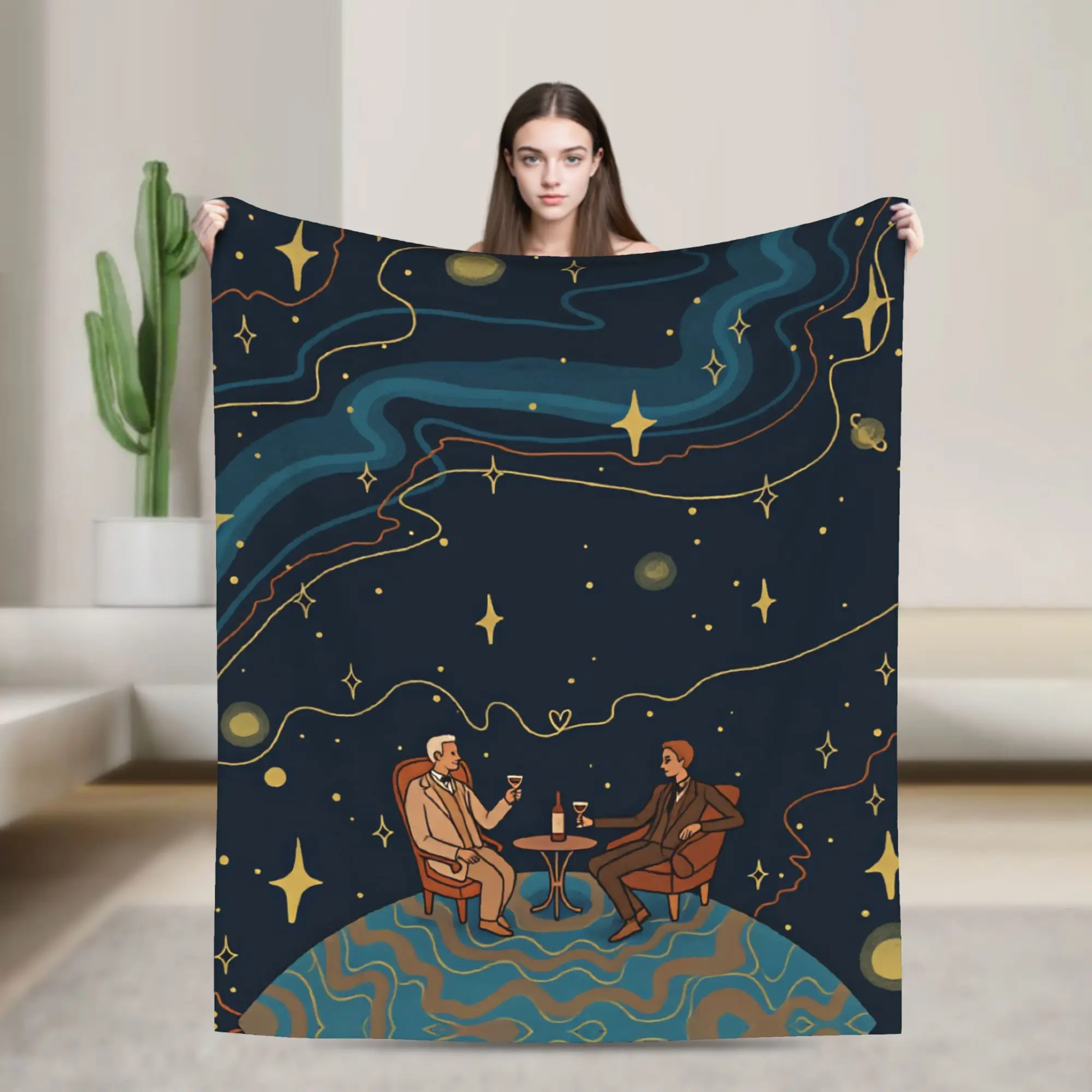 Good Omens Flannel Blanket  Soft Bedding Throws for Outdoor Camping Funny Bedspread Sofa Bed Cover