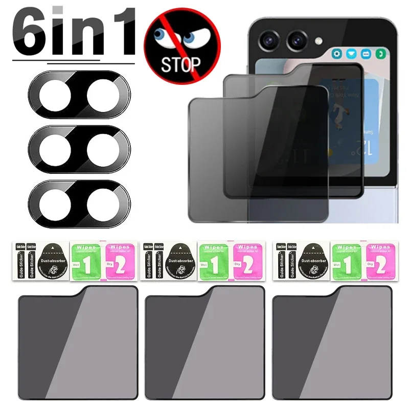 Flip5 Privacy Screen Protector for Samsung Galaxy Z Flip 5 Anti-Spy Tempered Glass Camera Lens Films  Z Flip5 Anti Glare Glass