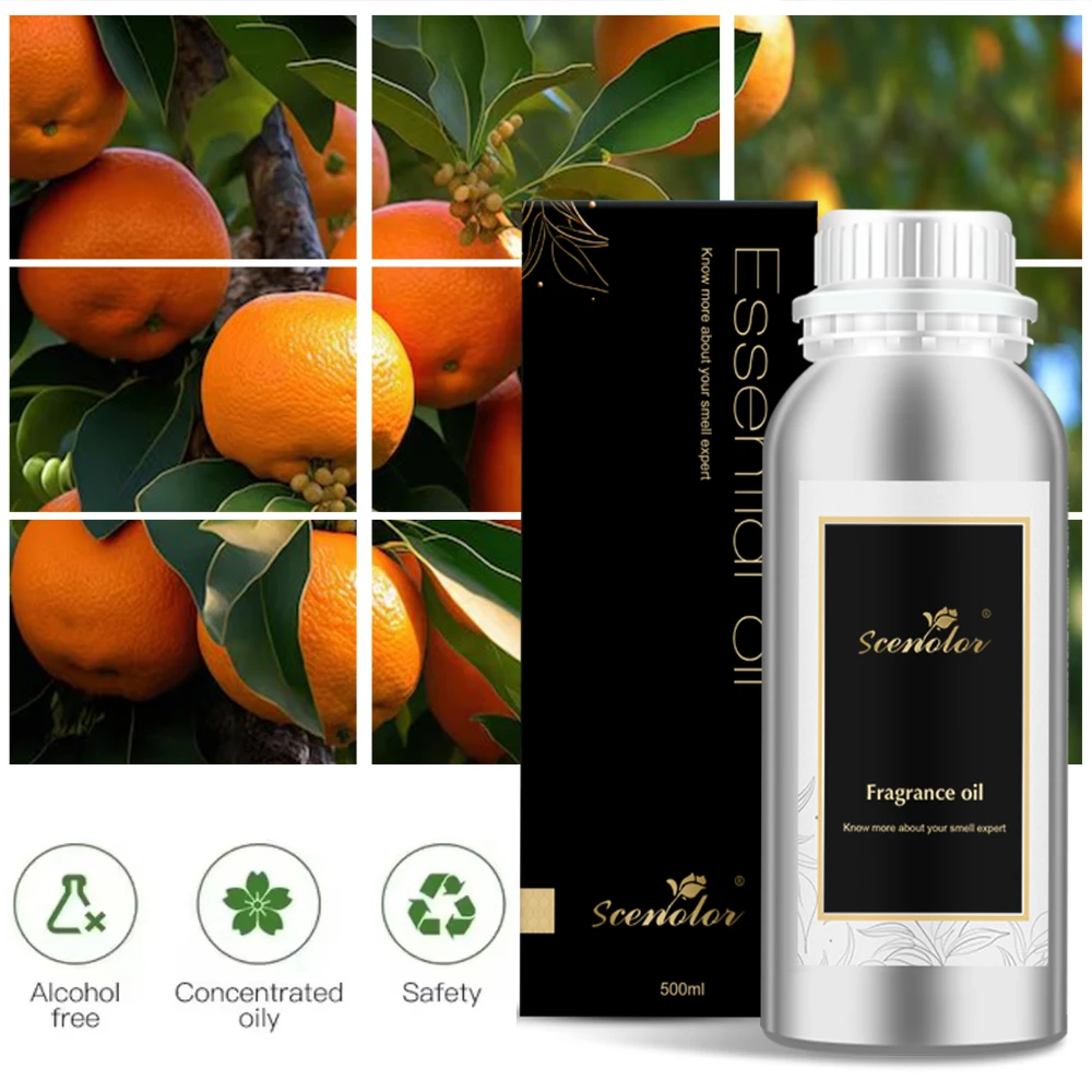 500ML Natural Mandarin Essential Oil Eliminate Odor For Diffuser Aromatherapy Lemon Peach Coffee Coconut Vanilla Fragrance Oil