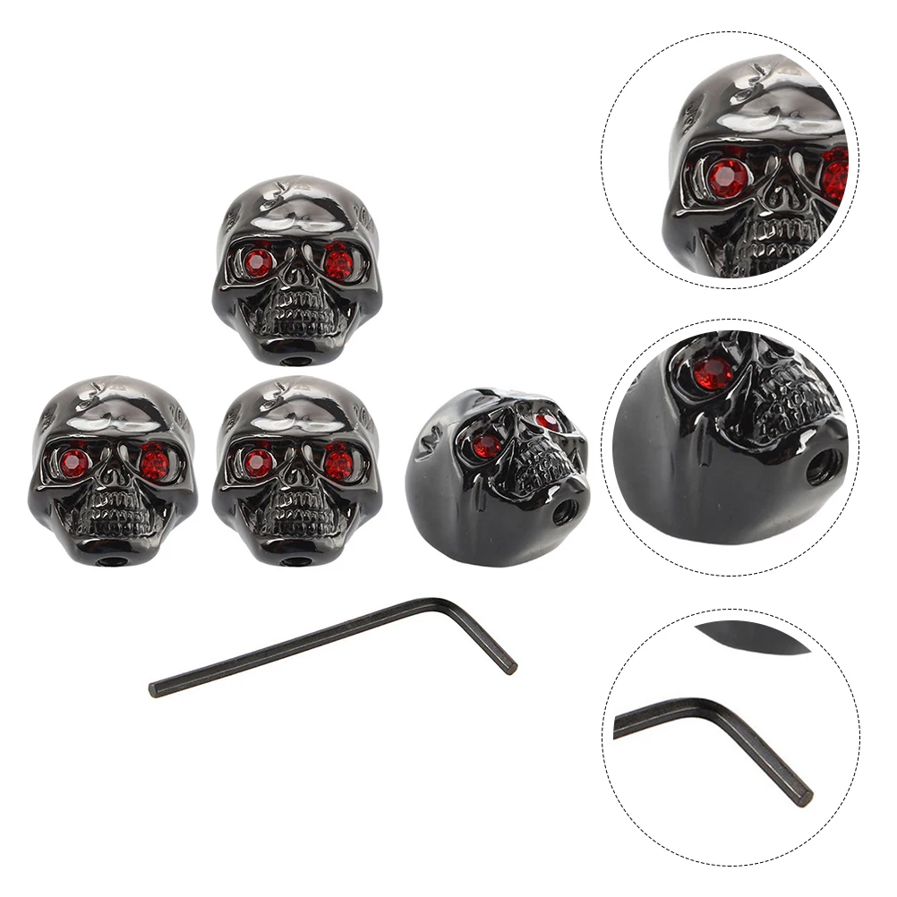 

4pcs Electric Knob Skull Head Metal Electric Guitar Knob Tone Volume Control Cap Bass Accessories Black Durable