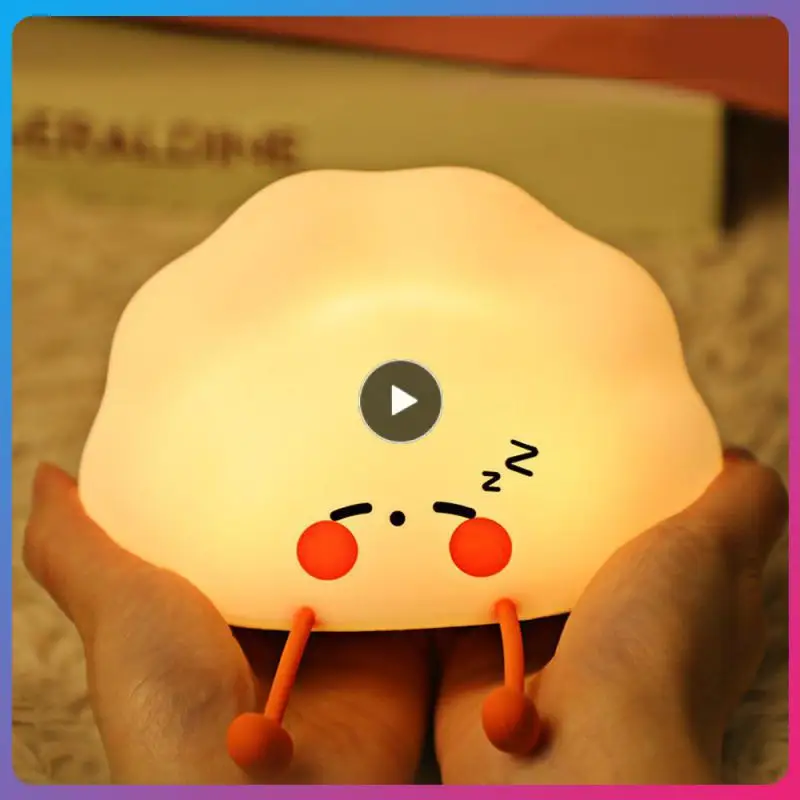 Dual Color Temperature Led Night Light Slap Sensor Silicone Lamp Lighting Pat Light Charging Battery Life Usb Charging Dumplings