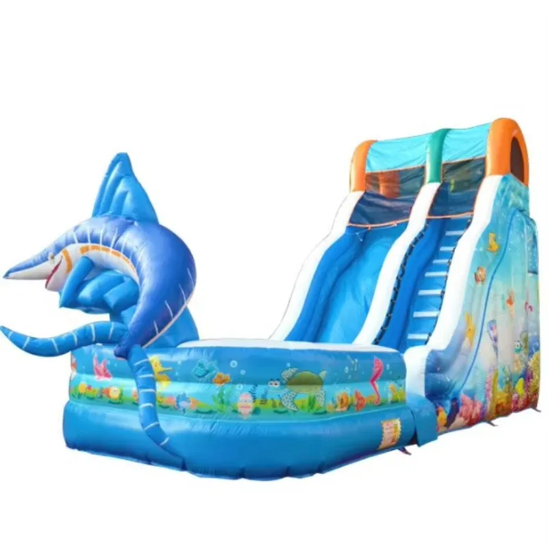 Fish Wet/dry Inflatable Dry Slide Customized Logo CE Certificate Strong PVC Bag 3 Years Bounce House School  22-25 Days