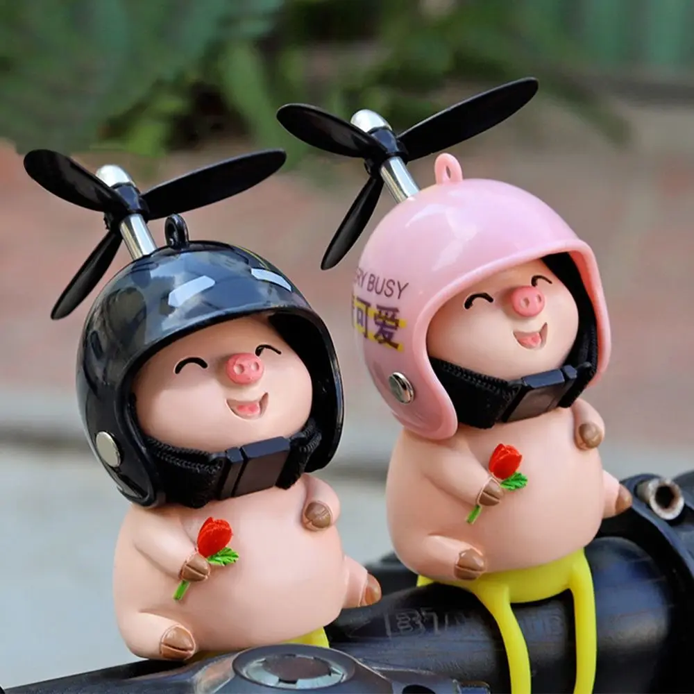 Car Accessories Cute Motorcycle Handlebar Decoration Pig Helmet Propeller Cartoon Riding Equipment Accessories Car Pendant