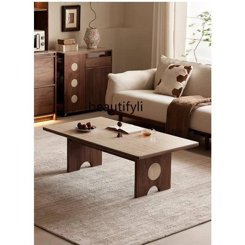 

Black walnut travertine rock slab coffee table antique living room home solid wood coffee table home designer