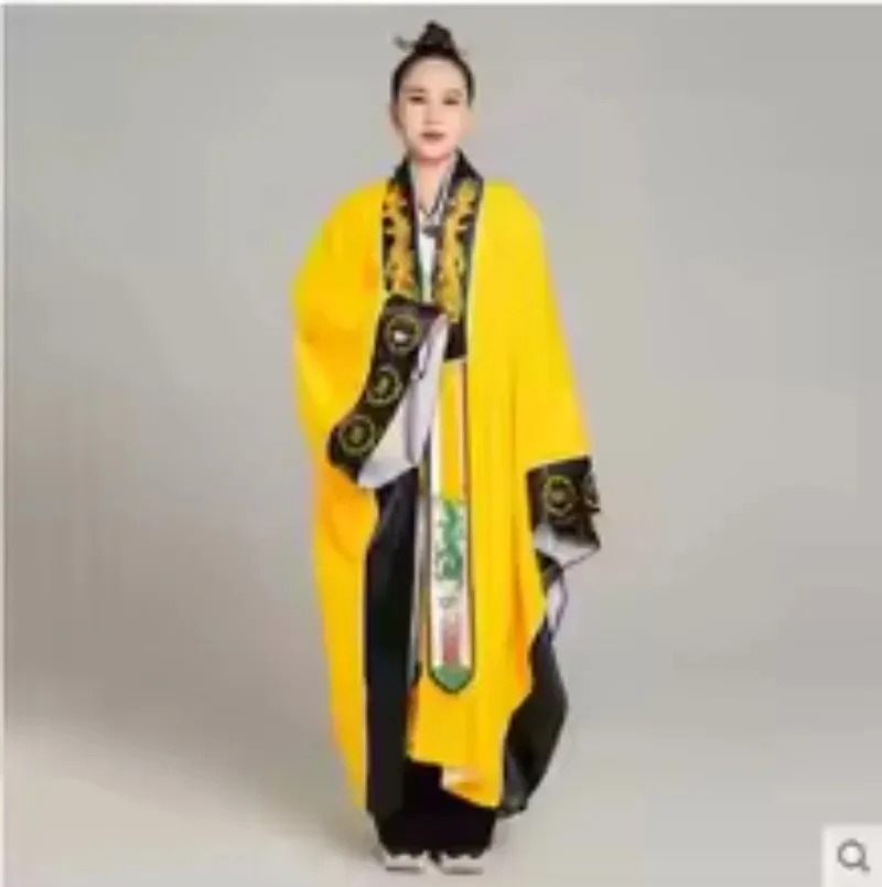 

Men Women Chinese Daoism Robe Taoist Priest Cloth Tai Chi Long Wudang Vintage Embroidery Taoism Clothing 2 Colors Robes and Gown