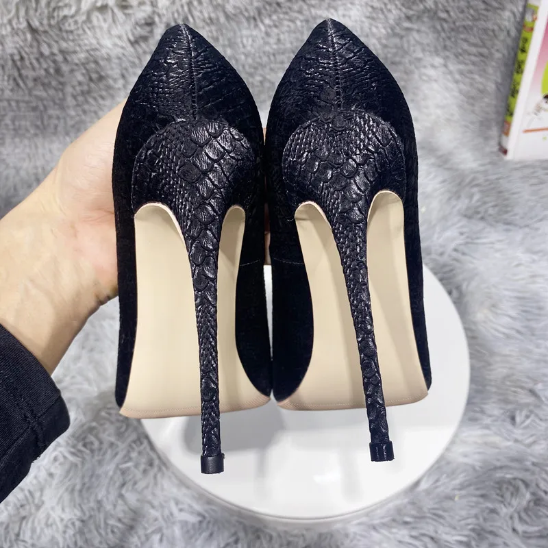 Tikicup Fluo Mint Green Black White Crocodile Effect Women Pointy Toe High Heel Shoes Sexy Ladies Party Stiletto Pumps 8-12cm