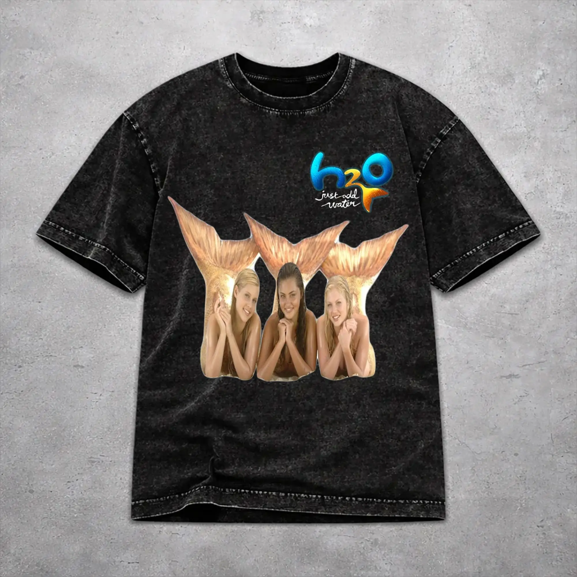 H-H2O Just Add Water T Shirt Washed Style For Men Women Cotton T-Shirts Tee Clothes