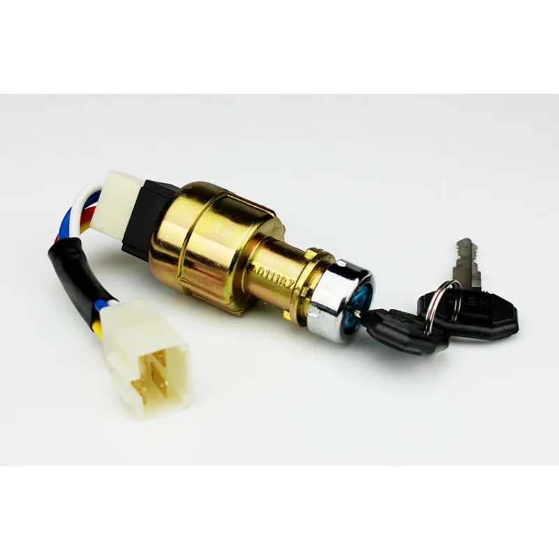 JK411 Ignition Lock Switch 3/4 Wire Forklift Start Ignition Key Switch with Steering & Headlight Control Replacement Parts