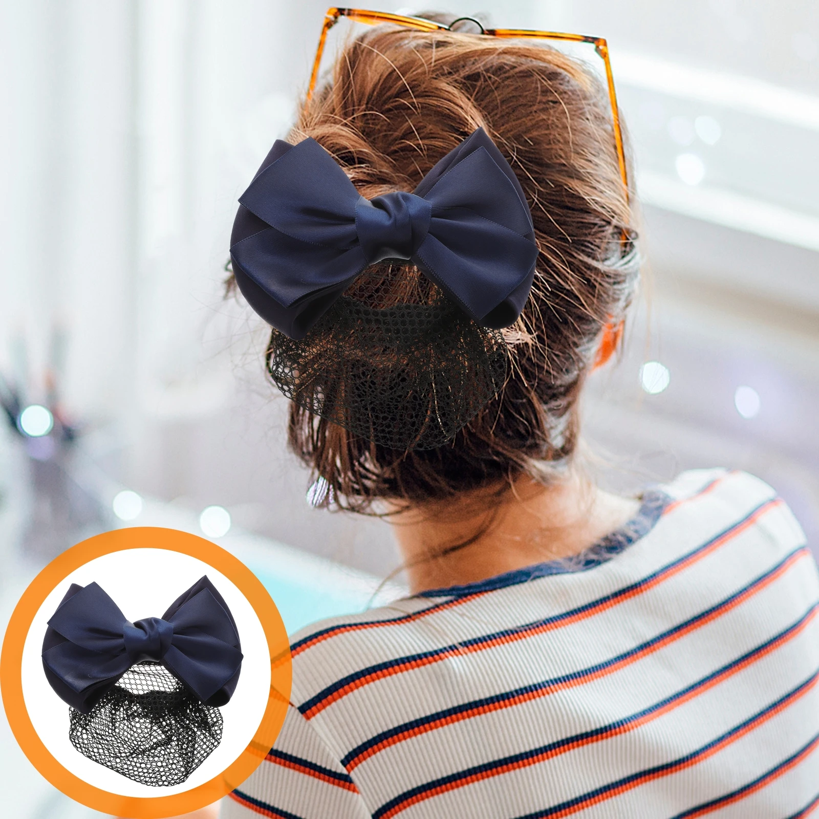 

Bowknot Hair Snood Elastic Mesh Clips Women Headdress Bun Hair Nets Elegant Hairstyle Office Party Date Long Lasting Use