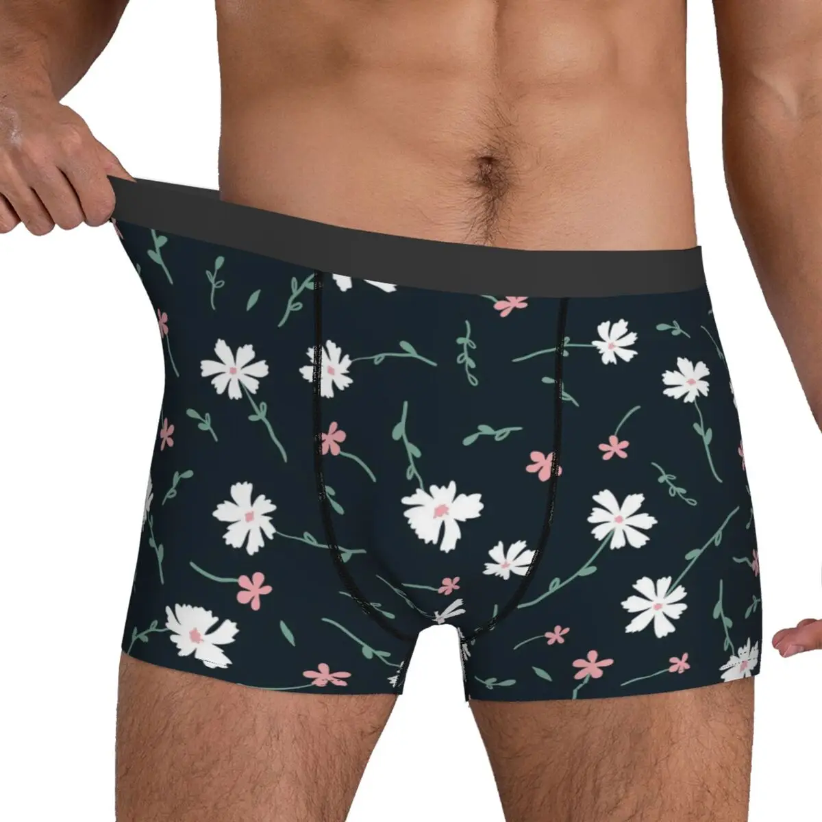 Daisies Floral Underwear Lovely Doodle Flowers Classic Panties Customs Boxer Brief 3D Pouch Man Plus Size Boxershorts